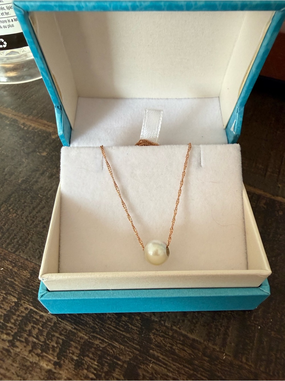 Elegant Pearl Pendant Necklace in Rose Gold 14K, 26 inch’s.